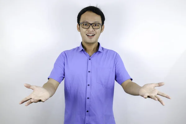 Porträt Eines Lächelnden Asiatischen Studenten Blaues Hemd — Stockfoto