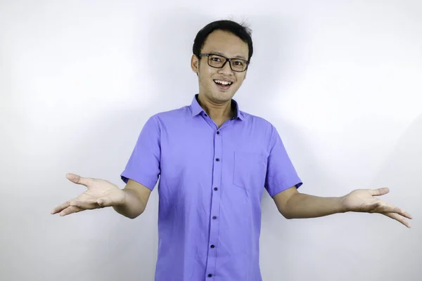 Portrait Smiling Asian Student Blue Shirt — Stock Photo, Image