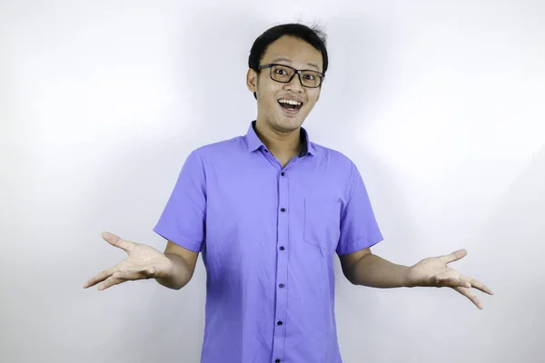 Portrait Smiling Asian Student Blue Shirt — Stock Photo, Image