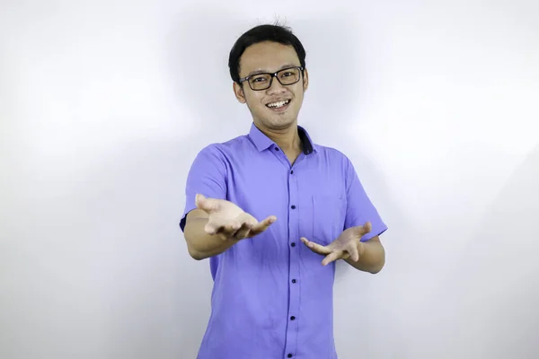 Portrait Smiling Asian Student Blue Shirt — Stock Photo, Image