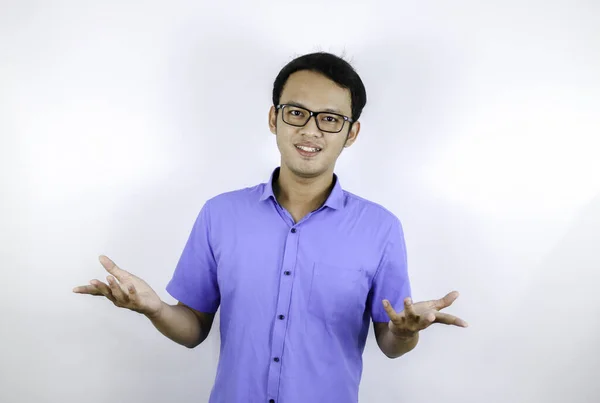 Portrait Smile Asian Student Blue Shirt — Stok Foto