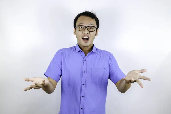 Emotionale Asiatische Student Blaues Hemd — Stockfoto