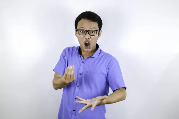 Arg Asiatisk Student Blå Skjorta — Stockfoto