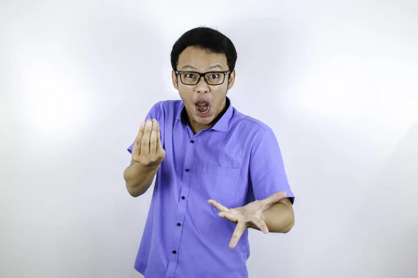 Arg Asiatisk Student Blå Skjorta — Stockfoto