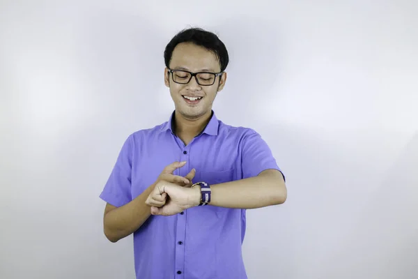 Asiatico Studente Mostrando Mano Orologio — Foto Stock