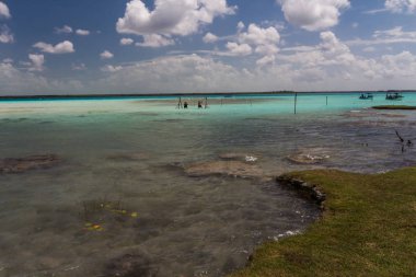 plaj manzara mavi gökyüzü ile