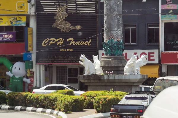 Monumento Los Gatos Medio Ciudad Kuching — Foto de Stock