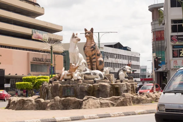 Monumento Los Gatos Medio Ciudad Kuching — Foto de Stock