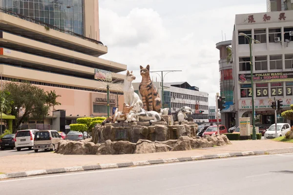 Monumento Los Gatos Medio Ciudad Kuching — Foto de Stock