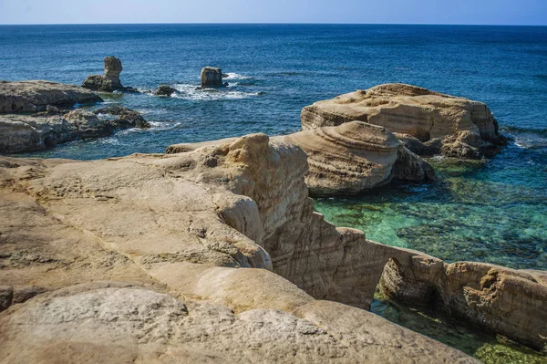 Kantarkasti Tengeri Barlangok Egy Csodálatos Csoda Természet Nyugati Partján Ciprus — Stock Fotó