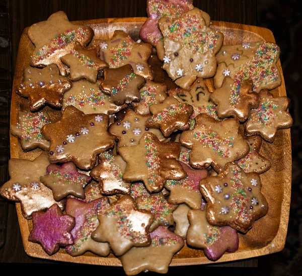 New Custom Has Appeared Russia Bake Beautiful Christmas Cookies Lots — Stock Photo, Image