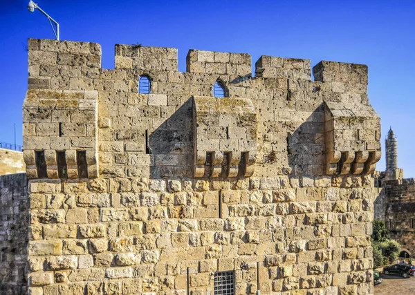 Muralhas Fortaleza Jerusalém Que Sobreviveram Até Hoje Foram Construídas Pelo — Fotografia de Stock