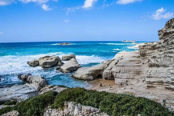 Kantarkasti Cavernas Mar Uma Maravilha Natural Incrível Costa Oeste Chipre — Fotografia de Stock