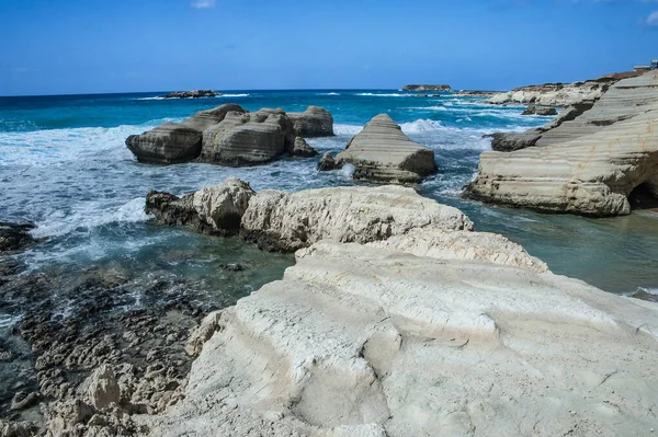 Kantarkasti Cavernas Mar Uma Maravilha Natural Incrível Costa Oeste Chipre — Fotografia de Stock