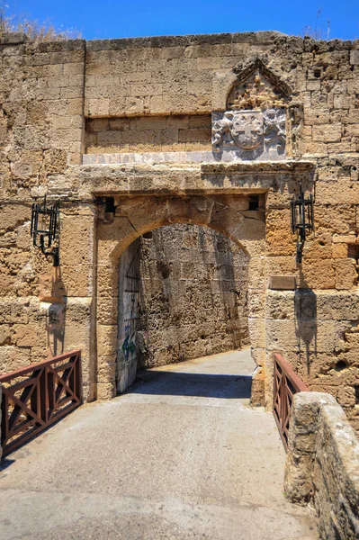 Ana Rodos Şehrinin Güçlü Tahkimatlarının Inşaatı 1309 Yılında Başladı 1522 — Stok fotoğraf