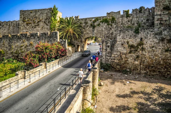 Construction Powerful Fortifications Main City Rhodes Began 1309 Continued 1522 — Stock Photo, Image