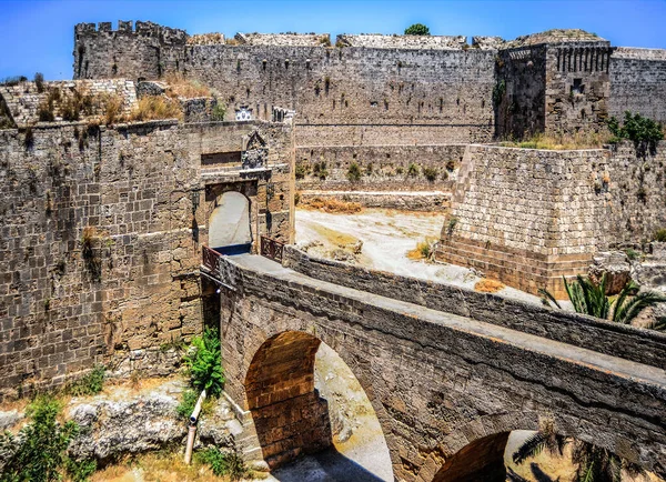 Construction Powerful Fortifications Main City Rhodes Began 1309 Continued 1522 — Stock Photo, Image