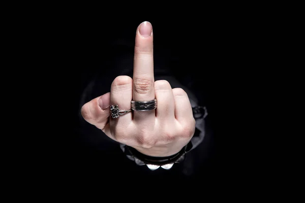 Dedo medio de mujer con anillo —  Fotos de Stock