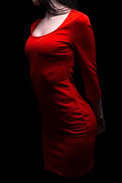 Donna dalla forma slim in abito rosso — Foto Stock