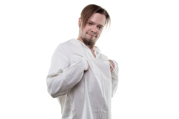 Mentalmente doente em camisa branca — Fotografia de Stock