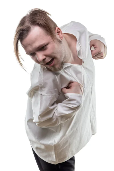 Madness mentally ill in white shirt — Stock Photo, Image