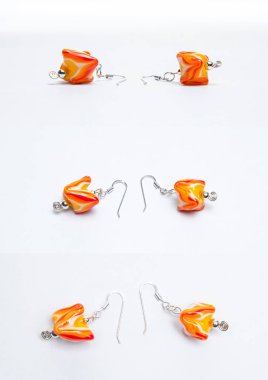 Çok renkli boncuk küpe cam