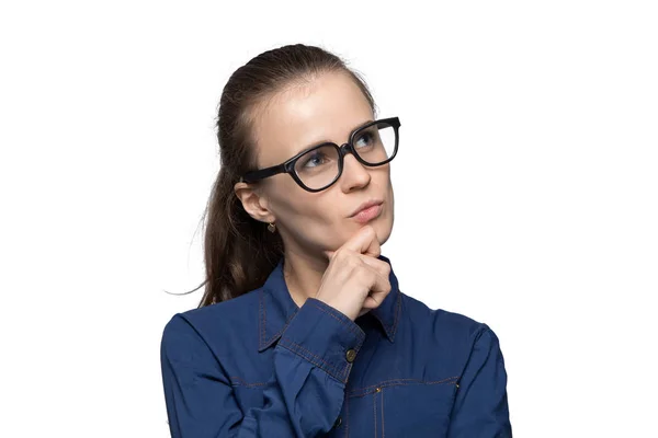 Verwirrte Frau mit Brille — Stockfoto