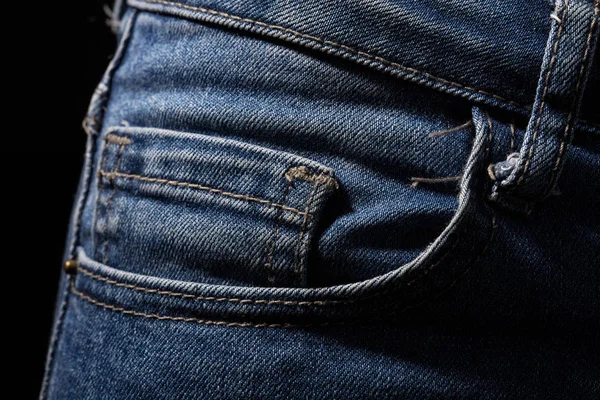 Photo of blue jeans pocket — Stock Photo, Image