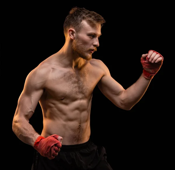 Young man during boxing training — Stock Photo, Image