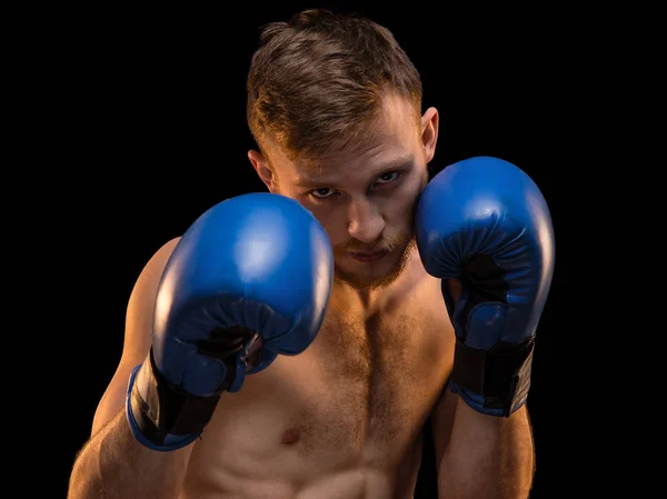 Hombre barbudo con guantes de boxeo —  Fotos de Stock