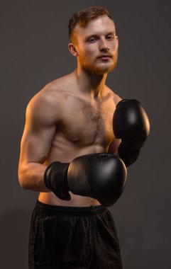 Boks eldivenleri adamla boksör