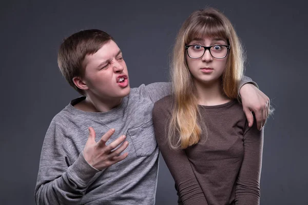 Unrequited love of teenage couple — Stock Photo, Image