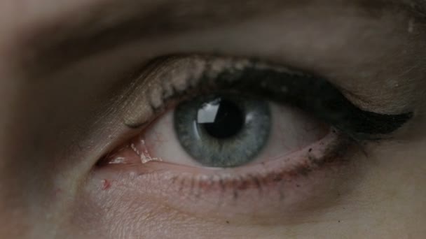 Макросъемка женского глаза — стоковое видео