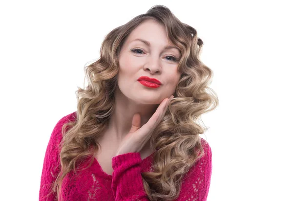 Retrato de mujer rubia coqueta — Foto de Stock