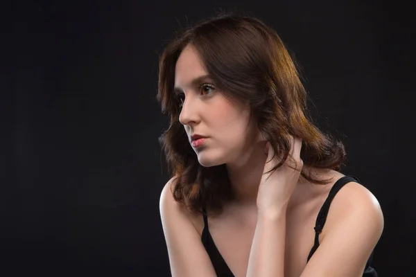 Portrait of wistful young brunette woman — Stock Photo, Image