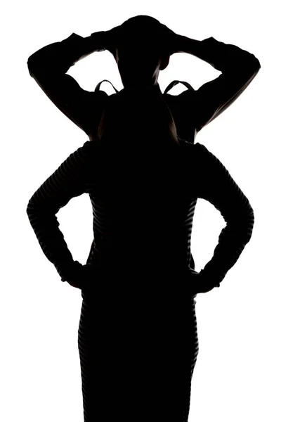 Silhouette of woman and man — Stock Photo, Image