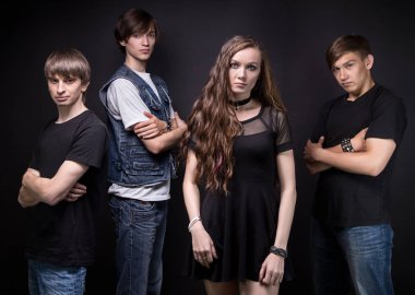 Fotoğraf rock grubu - kadın ve erkek