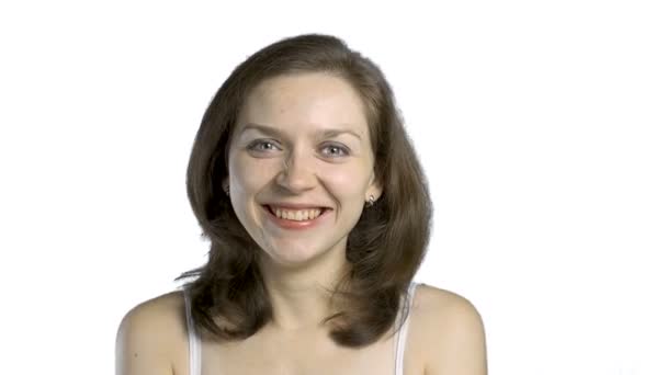 Felvétel, boldog, mosolygós nő — Stock videók