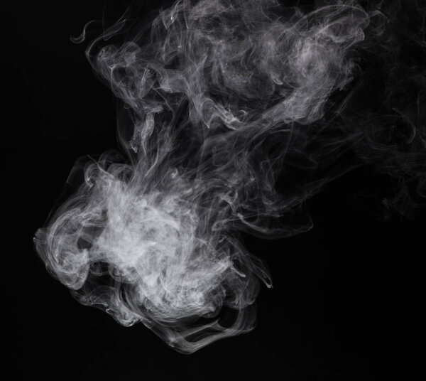 Cloud of smoke electronic cigarette on black background