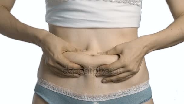 Woman touching belly — Stock Footage Woman touching belly Video Clip