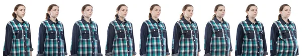 Jong meisje tijdens de zwangerschap in plaid shirt — Stockfoto