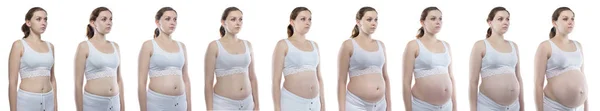 Фотодевушка во время беременности с голым животом — стоковое фото