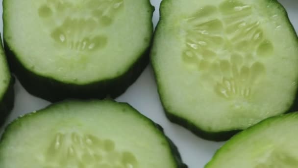 Parts of fresh cucumber — Stock Video