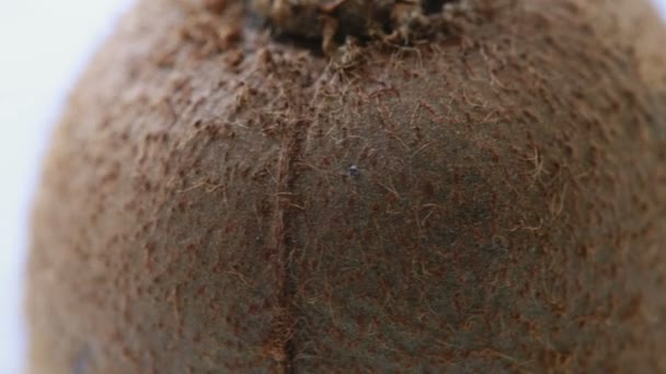 Rotating brown peel of kiwifruit — Stock Video