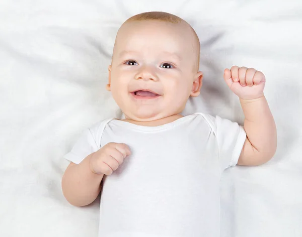 Laughing four-month baby, close up — Stock Photo, Image