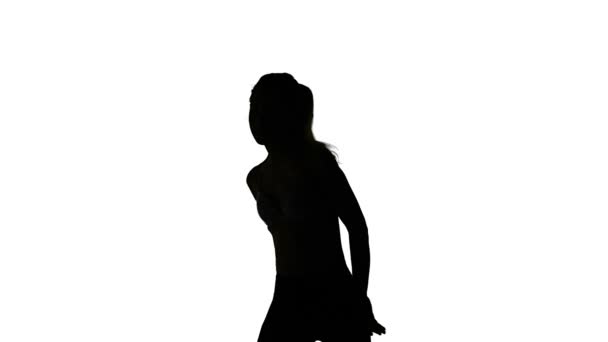 Isolated sexual dancing girl, silhouette — Stock Video