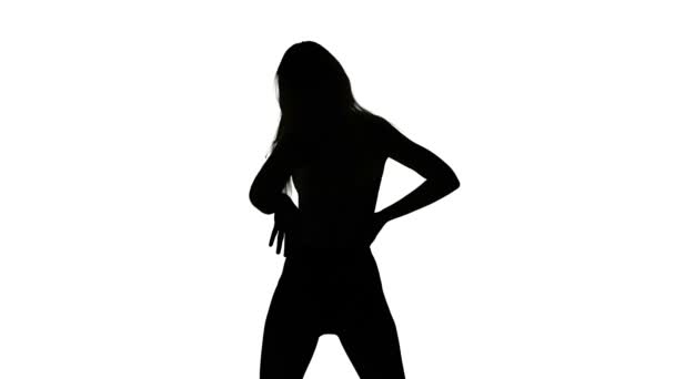Isolated dancing sexual girl, silhouette — Stock Video