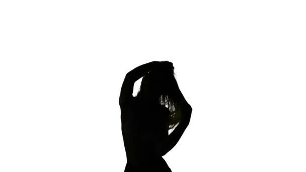 Geïsoleerde dansende sexy vrouw, silhouet — Stockvideo