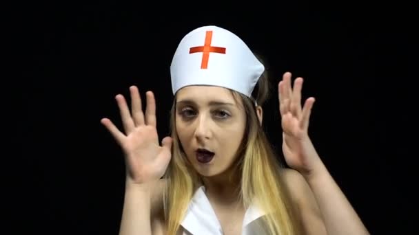 Страшная сексуальная медсестра — стоковое видео
