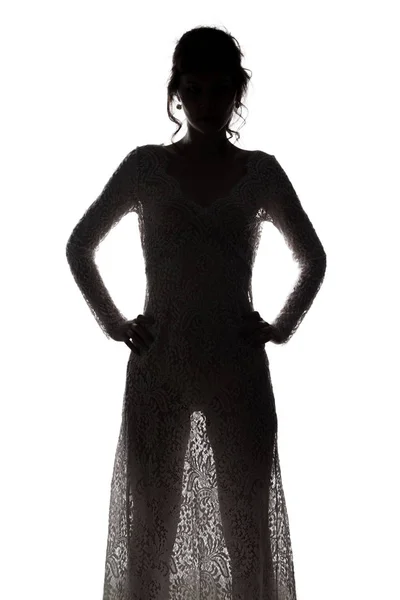 Mladá dívka v průhledné šaty — Stock fotografie